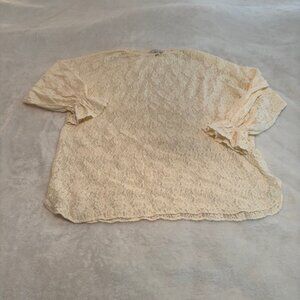 Bueche For Night 'n' Day Intimates Cream Lace Top with Poet Sleeves Size L